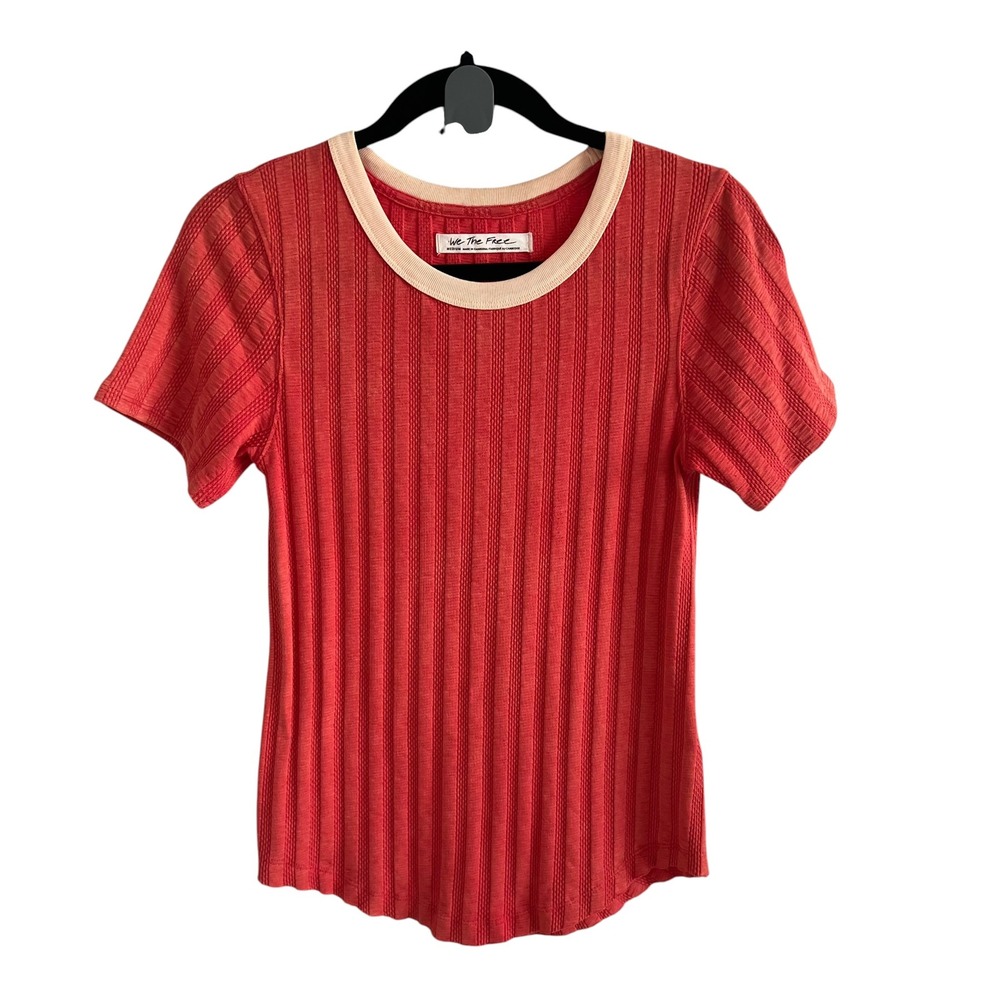We‎ The Free Free People Escape Ribbed Tee in Terrecota Orange SZ M